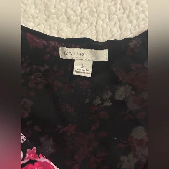 Cato Women’s Floral V-Neck Sleeveless Tank Top size Large Pink and black - Picture 8 of 9